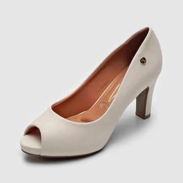 Vizzano 1840-300 Mid Heel Peeptoe Pump in Off White Napa